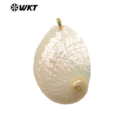 WT-JP498 Wonderful Trendy Natural Trumpet Setting In Zircon Gold Charm Pendants As Women Summer Series Necklace Accessory