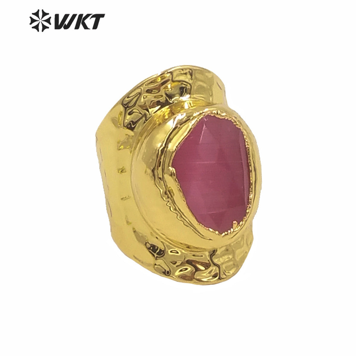 WT-R365 Winter Populared Color Cat Eye Stone Cigar Ring 18k Real Gold Plated Resist Tarnishable Wide Band Gold Ring for Women