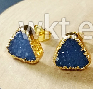 WT-E125 Gorgeous Tiny Sparkly Flat Agate Druzy Earring Hexagon Round Triangle square Druzy Earring Studs