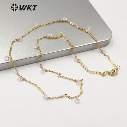 WT-N1203 Women Fashion 4mm Crystal Beads Necklace Hot Sale Jewelry New Arrival Crystal Beads Chain