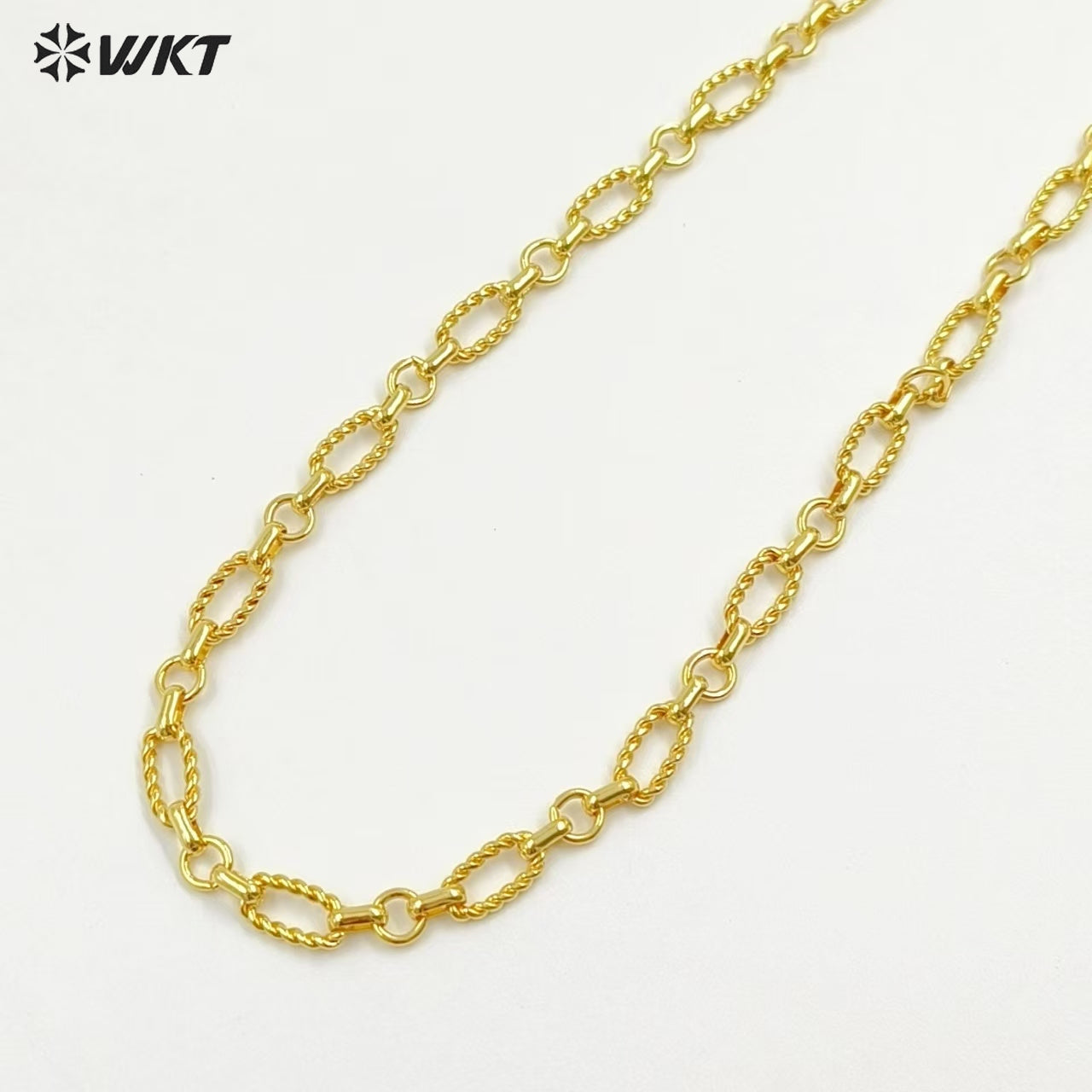 WT-BC243 Fashion High Quality Link Accessories Chain Metal Yellow Brass Simple Design For Necklace Making Gold Plated