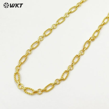 WT-BC243 Fashion High Quality Link Accessories Chain Metal Yellow Brass Simple Design For Necklace Making Gold Plated