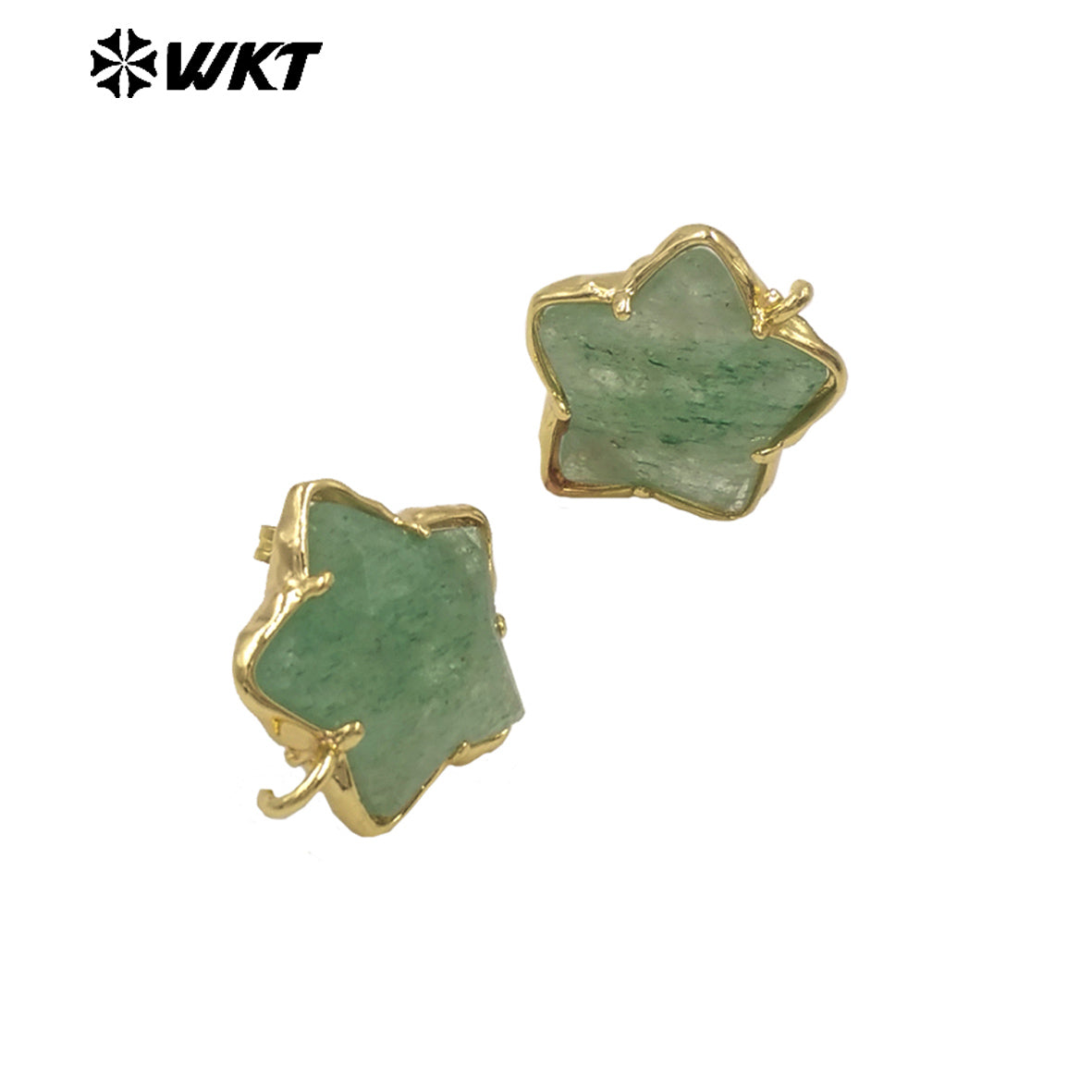 JFE119 Newest Fashion 18K Gold Plated Stone in Prong Setting With One Hoop Star Earring Studs Accessory