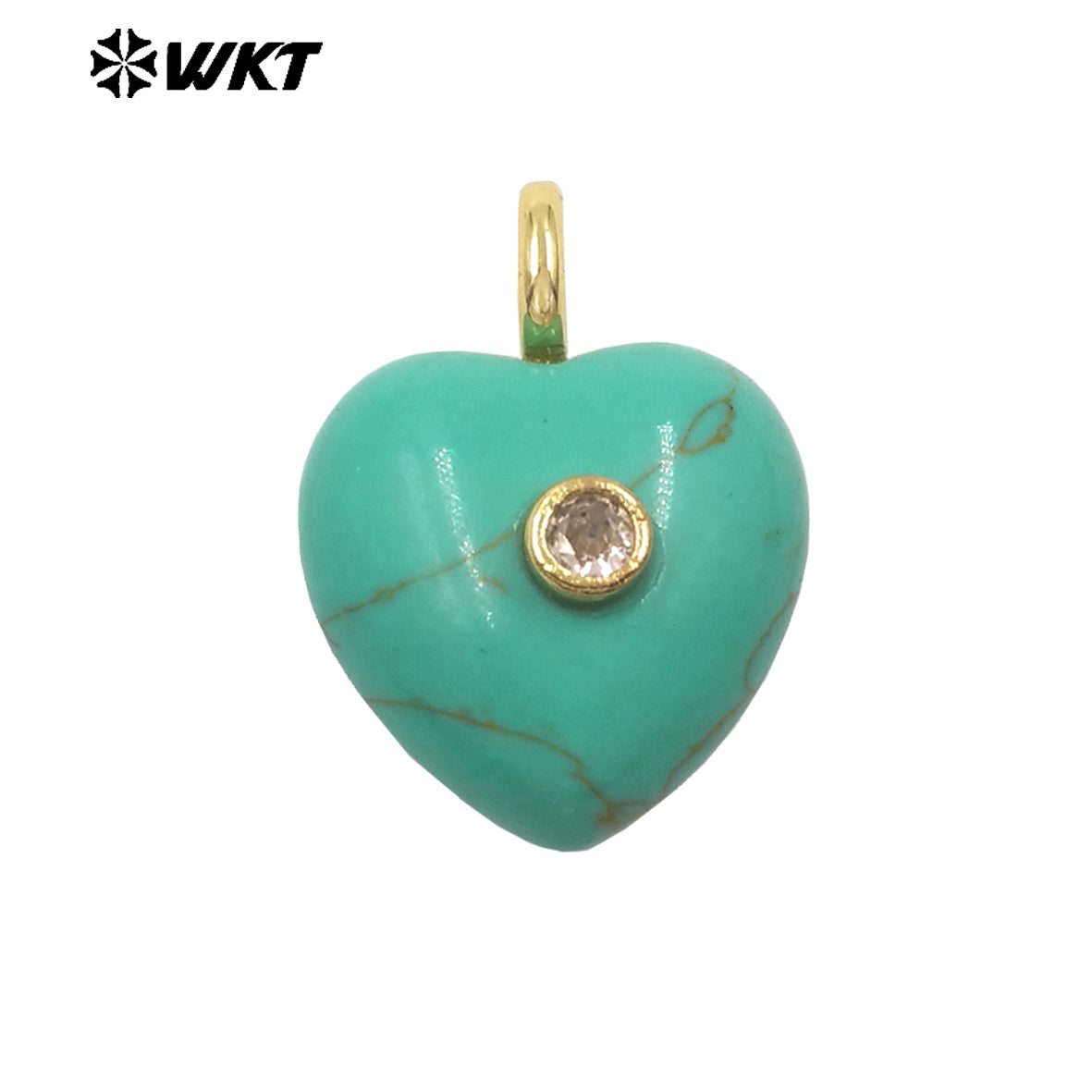 WT-P2111 Delicate Romantic Zircon And Natural Gemstones Smooth Heart Shape Little Pendants For Female Necklaces Making