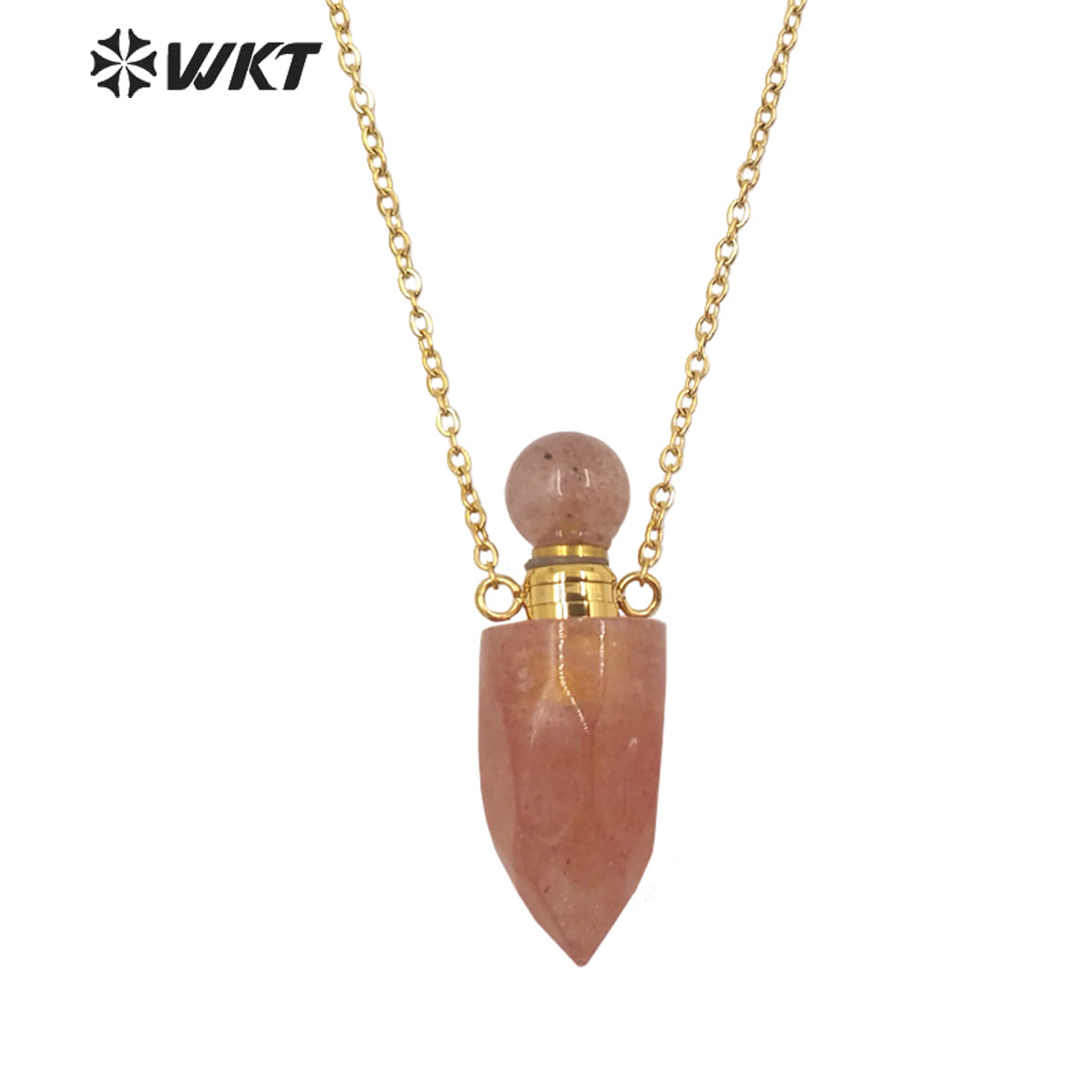 WT-N1372 Perfume Bottle Pendant Color Stone Necklace Temperament Texture Women Gifts Jewelry Necklace Natural Stone Necklace