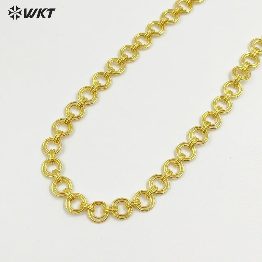 WT-BC248 Wholesale New Design Yellow Brass Chain With Gold Plated For Luxury Jewelry DIY Link Finding Double Circles