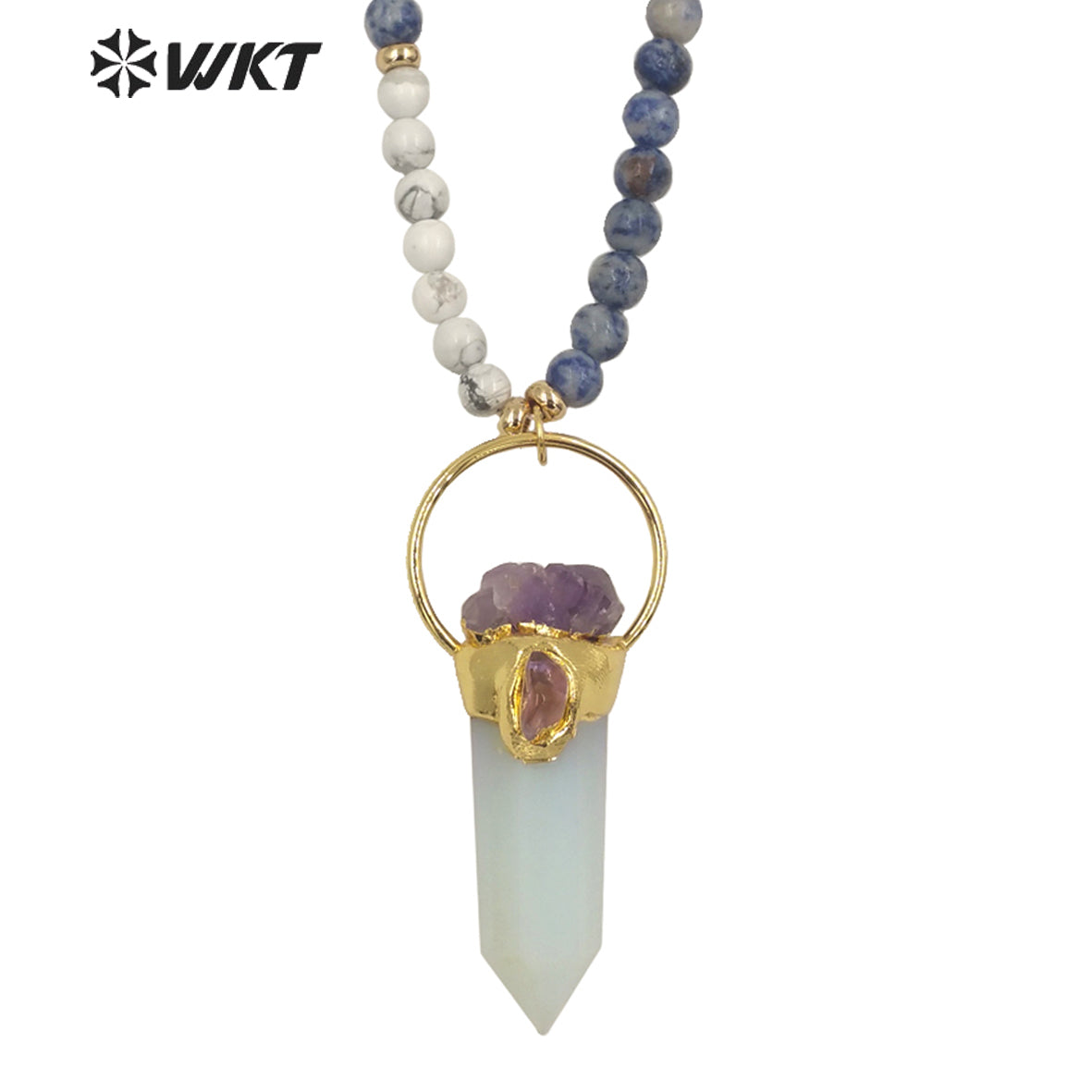 WT-N1339 WKT Fashion Jewelry Hot Style Natural Stone Beads Opal Necklace for Girls Party Pendant Lady Necklace Gift
