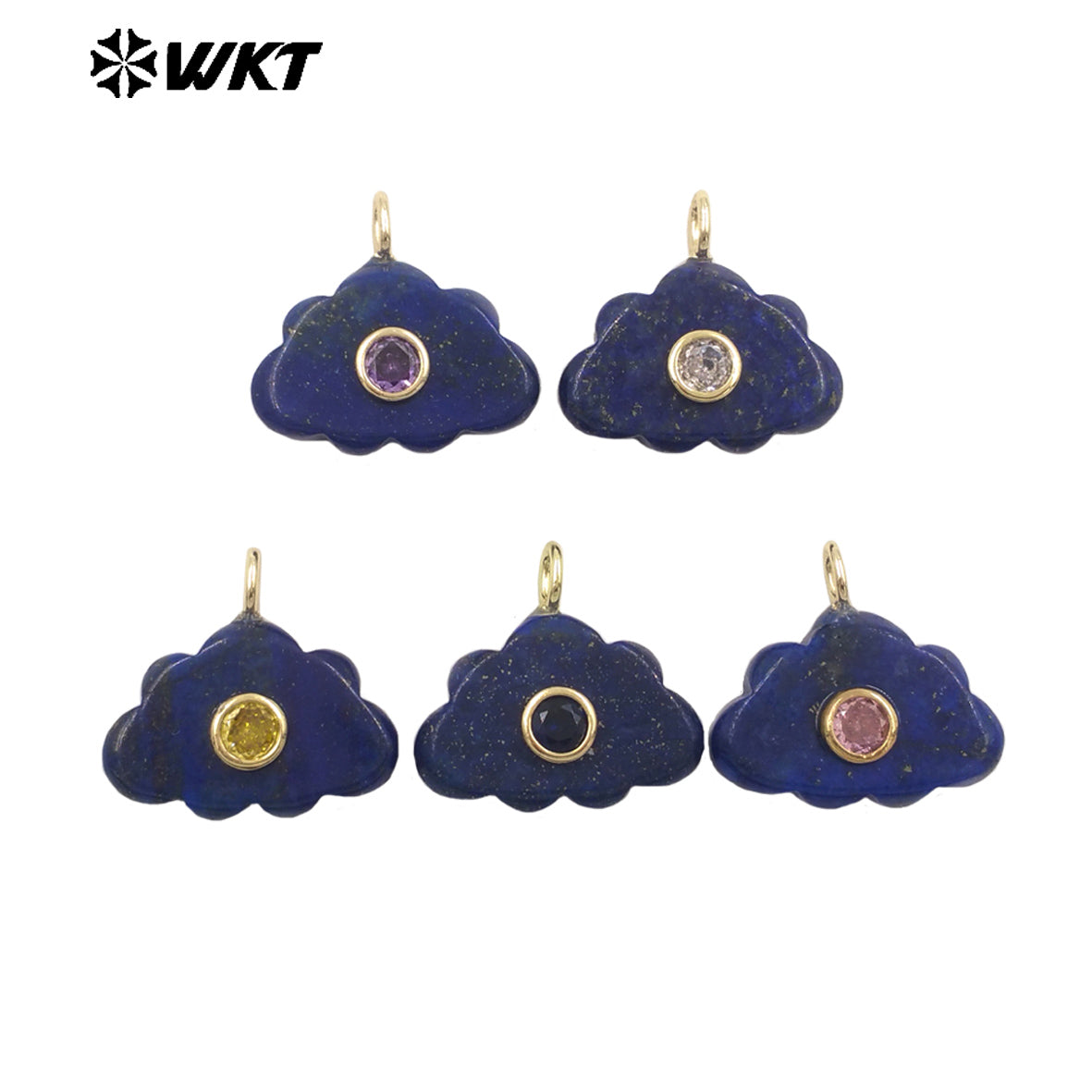 WT-P2135 Lovely Design Multi Colors Zircon And Natural Gemstones Cloud Shape Pendants As Necklace Earrings Making Findings