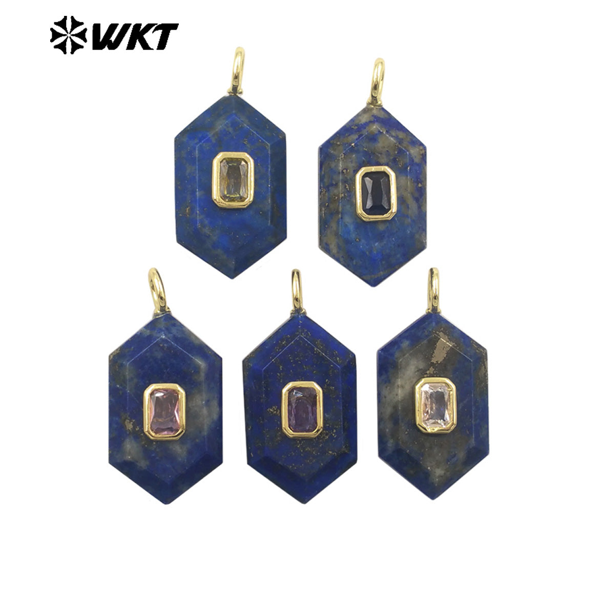 WT-P2083 New Arrival Zircon And Labradorite Various Natural Gemstones Geometric Shape Pendants For Handmade Earrings DIY