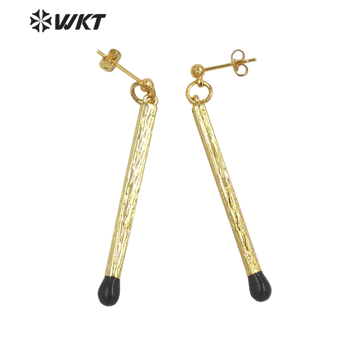 WT-E686 Fashion Simple Long Stick Sexy Earrings Candy Color 18k Real Gold Plated Straight Dangle Pendant Earrings for Party