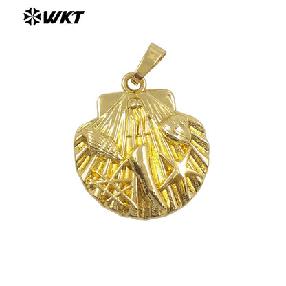 WT-P1997 New Arrival Sea Shell Style Uneaven Cowrie&Star Lovely Charms Pendant Vintage Bohemian Scallop Jewelry