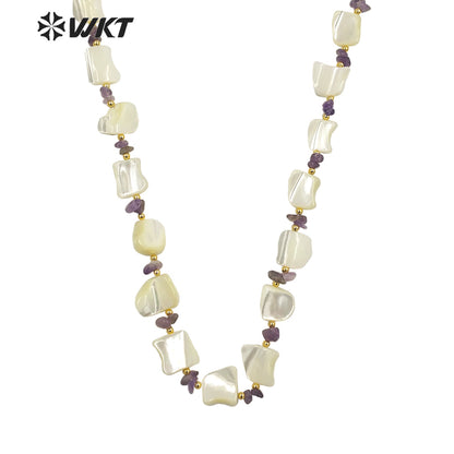 WT-JN226 WKT Newest Design 2023 Summer Jewelry Shell Necklace with Stone Spacer Elegant Anniversary Gift Necklace