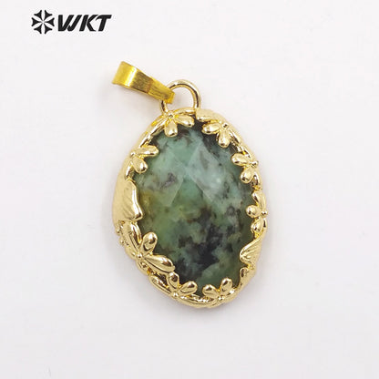 WT-P1925 Fashion Design Trendy New Precious Colorful Gemstone Oval Shaped Amazonite Amethyst Gemstone Pendants