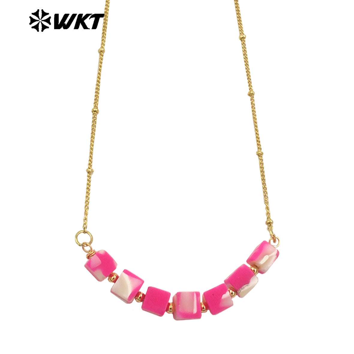 WT-N1469 Wholesale Fashion Elegant Handmade Square Natural Space Shell Beads Necklace Boho Women Style