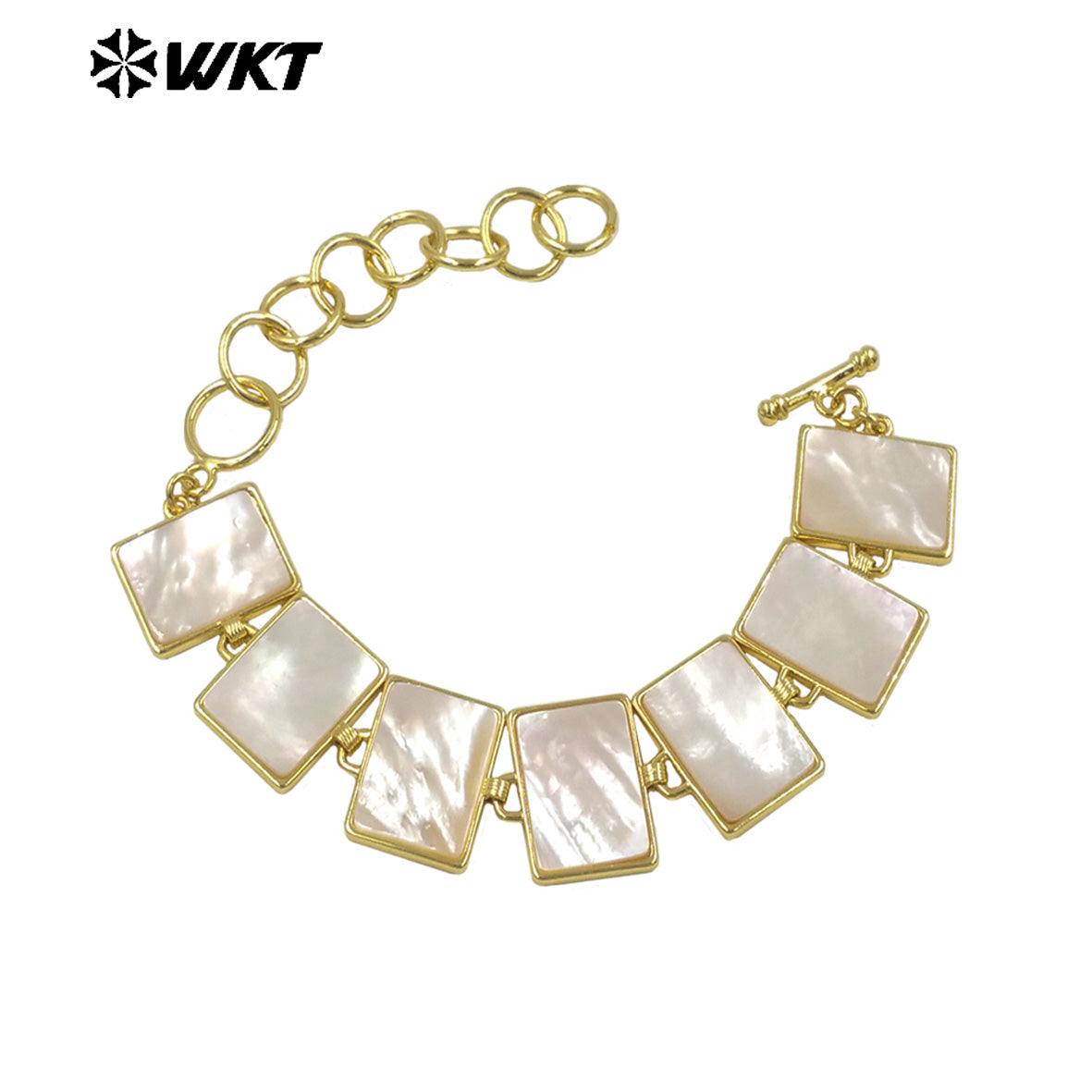 MPB144 Elegant Simple Style Gold Plated Round Waterdrop Shape Natural White Shell Bracelet For Women Daily Matching Jewelry