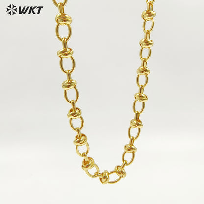 WT-BC238 Popular Sales Metal Gold Plated Chain Oval Shape Yellow Brass Link Accessories For Jewelry Handmade