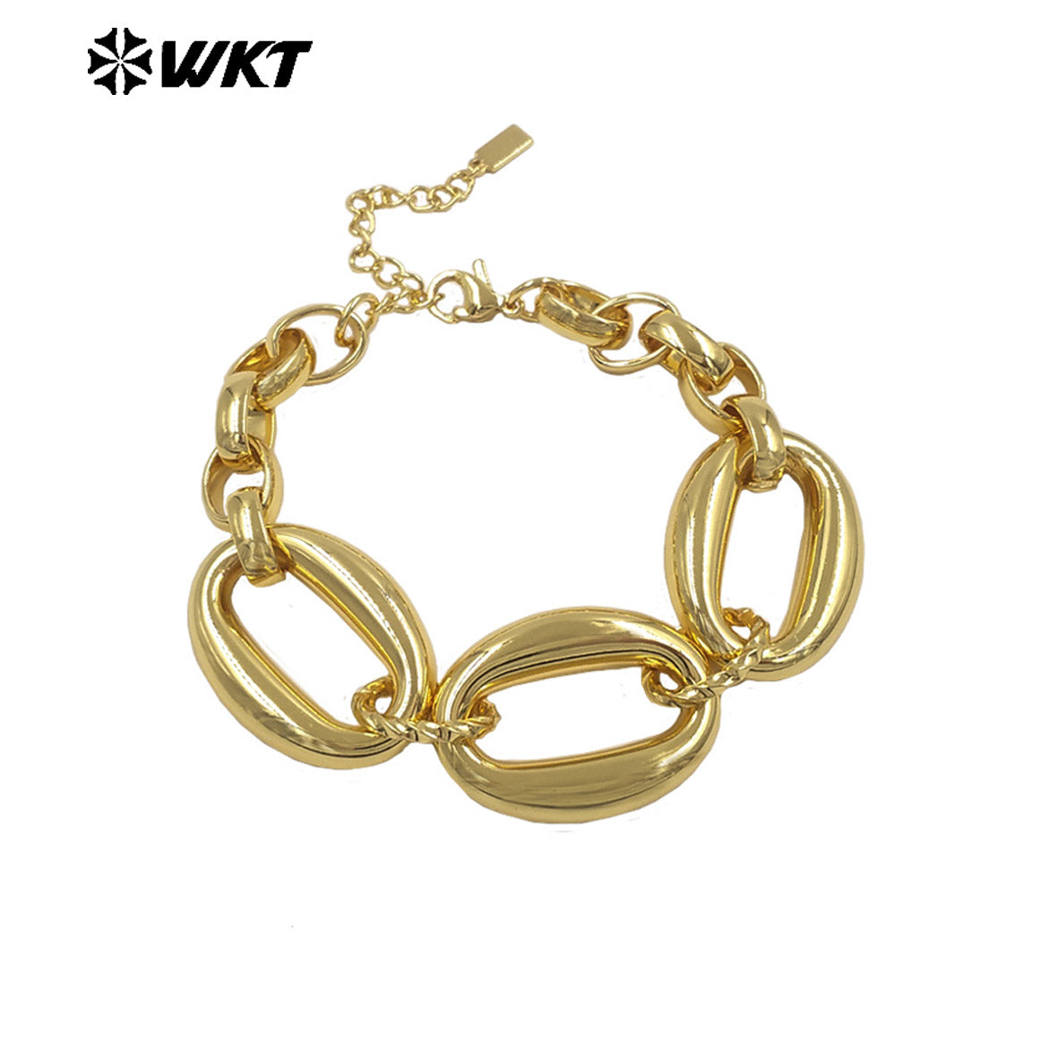 WT-JF378 Fresh Design Gold Electroplated Metal Yellow Brass Pig Nose Charms Splicing Chain Bracelet For Girl Daily Wearing