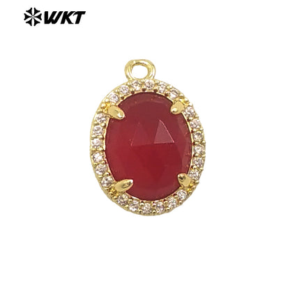 WT-P1991 on Sale Stylish Little Zircon Set With Multiple Gemstone 18K Gold Plated Round Unisex Pendant As Daily Dress and Gift
