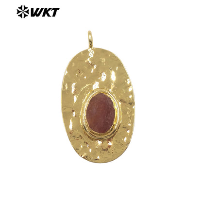 WT-P2104 Fresh Design 18K Gold Electroplated With Natural Gemstones Long Pendants For Women Simple Necklace DIY Making