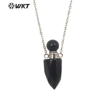 WT-N1370 Attractive Necklace Perfume Bottle Pendant Colorful Stone Pendant Necklace Women Jewelry Natural Stone Necklace