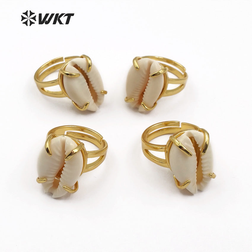 WT-R314 Wholesale Prong Setting High Quality Rings Women Wedding Bridesmaid Jewelry Vogue Natural Cowrie Shell Rings