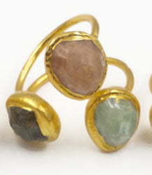 WT-R315 Vintage Design Three Stones on the Surface of the Ring Natural Amethyst Rose Quartz Labradorite and Pearls Mix Rings
