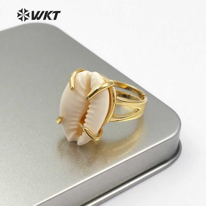 WT-R314 Wholesale Prong Setting High Quality Rings Women Wedding Bridesmaid Jewelry Vogue Natural Cowrie Shell Rings