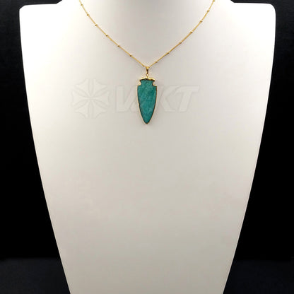 WT-N1003 Wholesale Hot Sale Generous Design Necklace 18 Inch 18K Gold Plated Chain Natural Amazonite Raw Stone Bead Chain