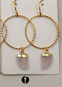 WT-E390 WKT Wholesale New Fashion Unique Lasted 24k Real Gold Plated Hoop Faceted Multi Horn Gemstone Dangle Earrings