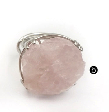WT-R313 Women Wedding Bridesmaid Rings Round Shape Healing Quartz Multi Colors Option Bohemia Style Beautiful Angel Quartz Rings
