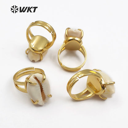 WT-R314 Wholesale Prong Setting High Quality Rings Women Wedding Bridesmaid Jewelry Vogue Natural Cowrie Shell Rings