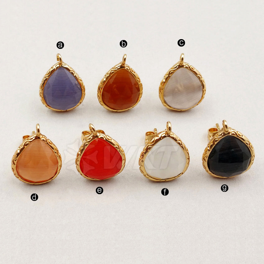 JF171 Wholesale WKT Cat Eyes Studs Earring Findings Water Drop Shape Studs Earring Accessory