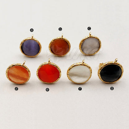 JF170 Wholesale Beautiful Cat Eyes Studs Earring Finding With Best Pure Gold Electroplate Round Shape Studs Earring Finding