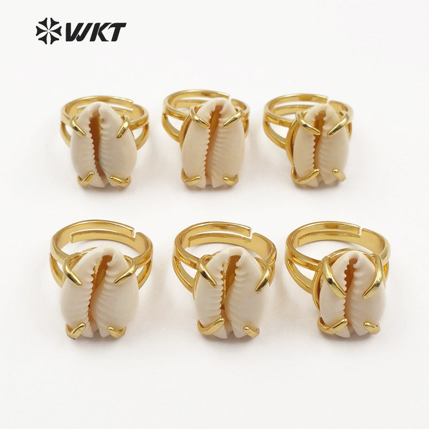 WT-R314 Wholesale Prong Setting High Quality Rings Women Wedding Bridesmaid Jewelry Vogue Natural Cowrie Shell Rings