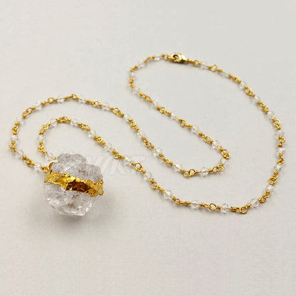 WT-N1029 WKT Wholesale Fashion Jewelry Natural Crystal Necklace Simply Crystal Pendant Necklace