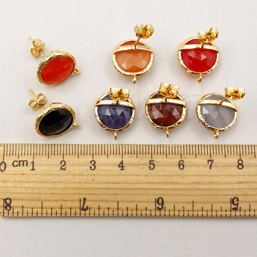 JF170 Wholesale Beautiful Cat Eyes Studs Earring Finding With Best Pure Gold Electroplate Round Shape Studs Earring Finding