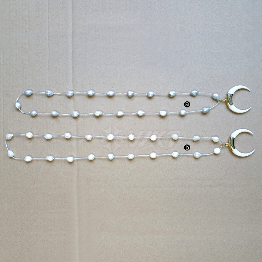 WT-N1056 WKT Wholesale New Fashion Real Pearl Necklace Shape of Crescent Exquisite Shell Necklace