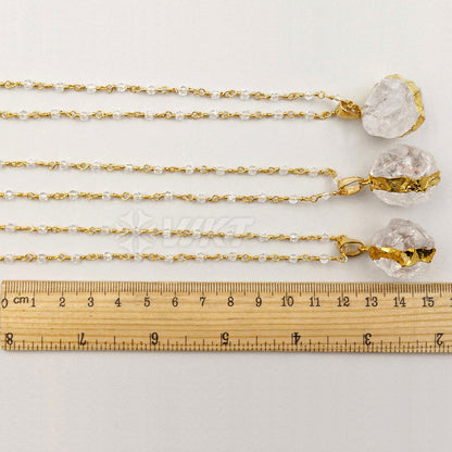 WT-N1029 WKT Wholesale Fashion Jewelry Natural Crystal Necklace Simply Crystal Pendant Necklace