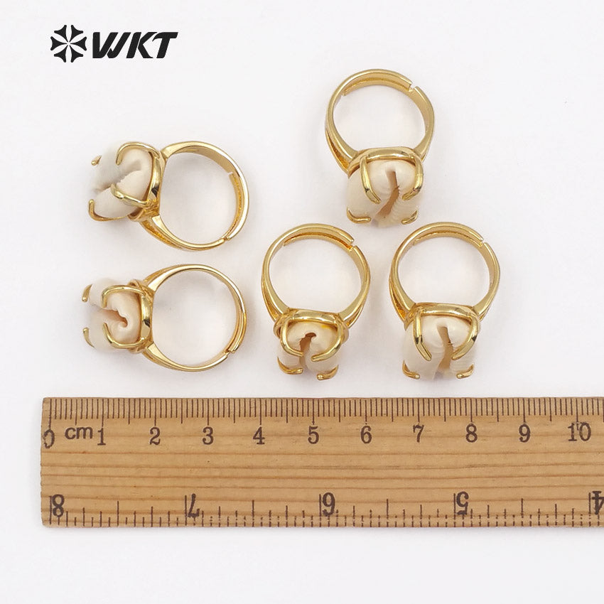 WT-R314 Wholesale Prong Setting High Quality Rings Women Wedding Bridesmaid Jewelry Vogue Natural Cowrie Shell Rings