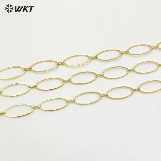 WT-BC193 Newest Fashion 18k Real Gold Plated Brass Chain Sell by Meters Oval Shape Handmade Yellow Brass Big Metal Chain