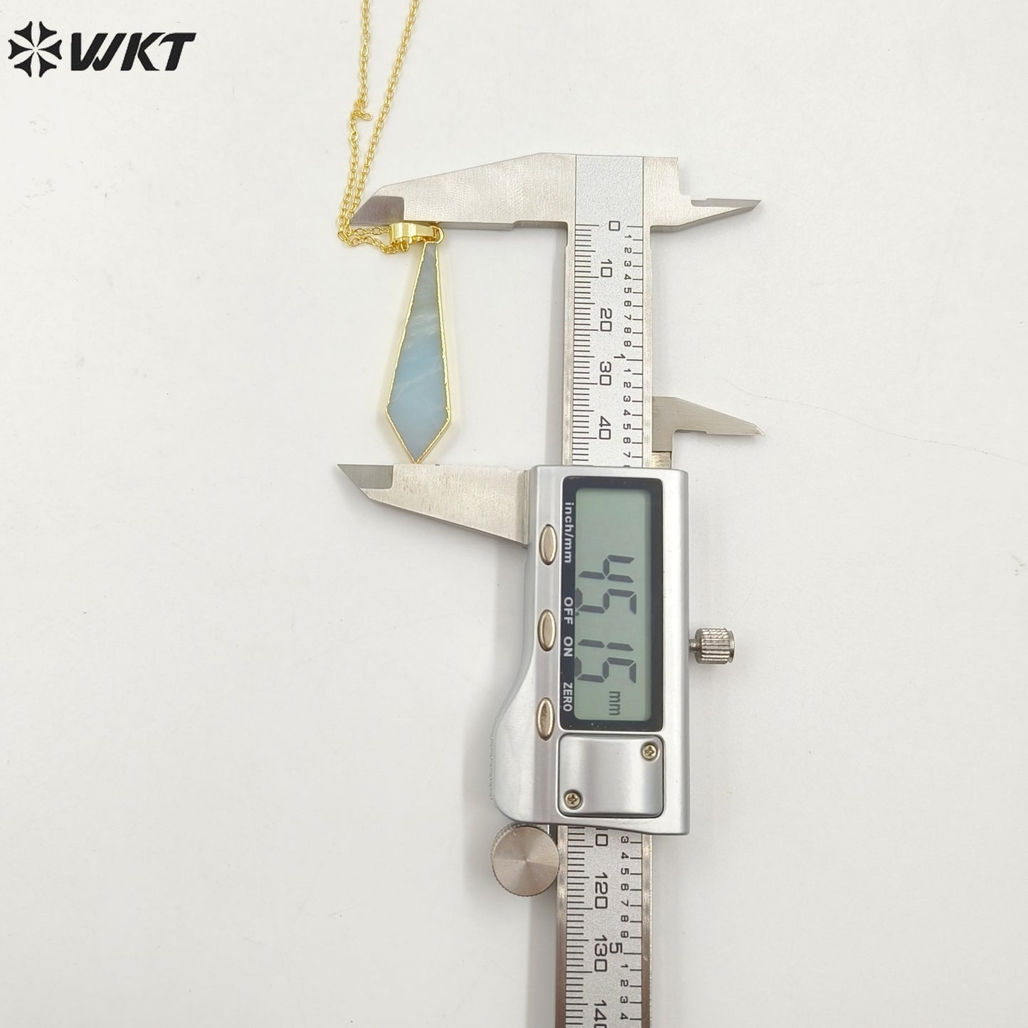 WT-N1076 WKT Wholesale New Popular Thin Green Stone Charm Necklace 24 k Real Gold Plated Amazonite Necklace