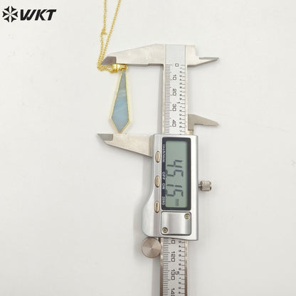 WT-N1076 WKT Wholesale New Popular Thin Green Stone Charm Necklace 24 k Real Gold Plated Amazonite Necklace