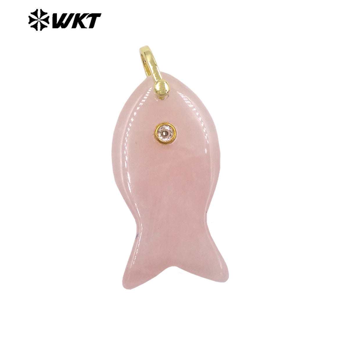 WT-P2088 Popular Interesting Style Zircon And Natural Gemstones Fish Shape Gold Pendant As Female Jewelry DIY Accessories