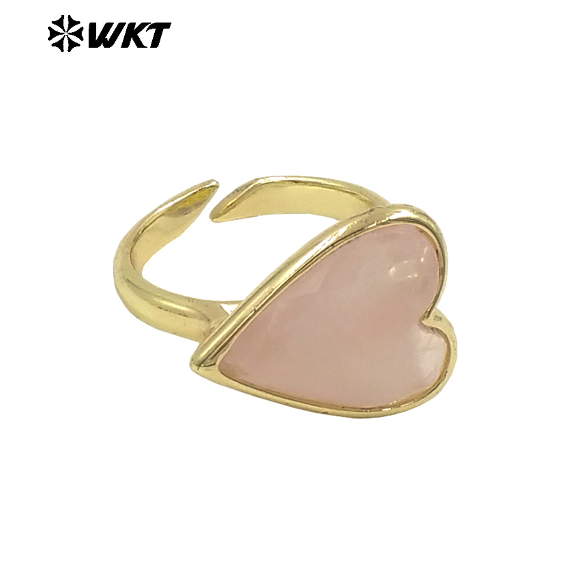 WT-R559 New Romantic 18K Gold Plated Heart Shape Natural Gemstone Adjustable Couple Ring for Girlfriend As Valentine's Day Gift