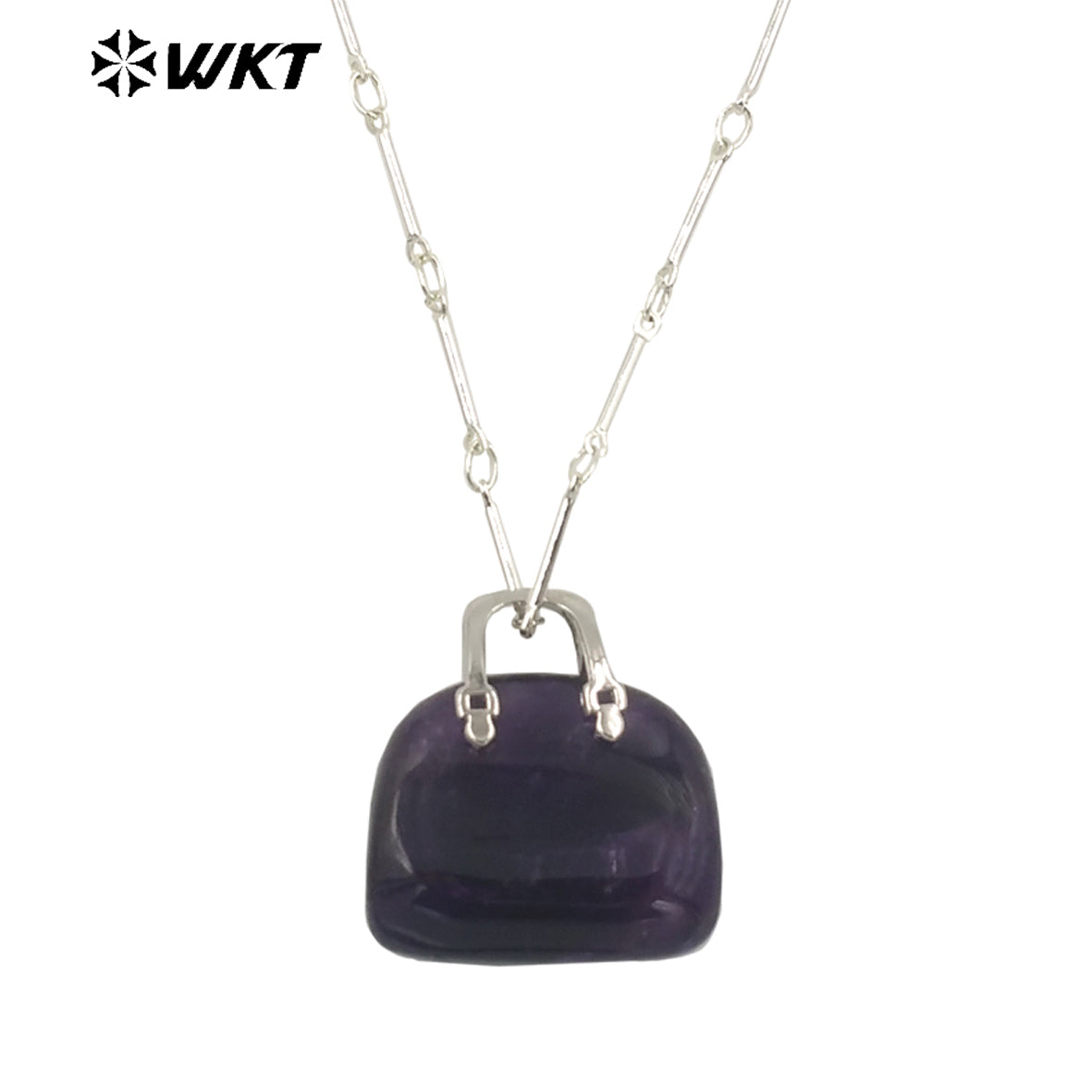 WT-N1362 Cute Handbag Shape Crystal Clear Natural Colored Gemstone Necklace Ladies Jewelry Necklace Gemstone Necklace