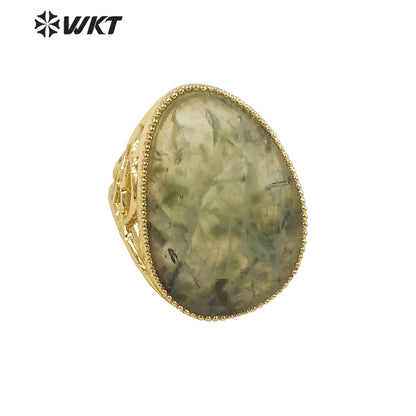 WT-R487 WKT Fashion Design Trendy Gift for Women Oval Shaped Colorful High Quality Gorgeous Natural Gemstone Stone Ring