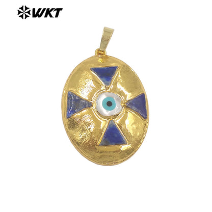 WT-JP451 Peculiar Wholesale Gold Plated Natural Shell Eye Star And Egg Design Charm Pendants As Halloween Gift Making Findings