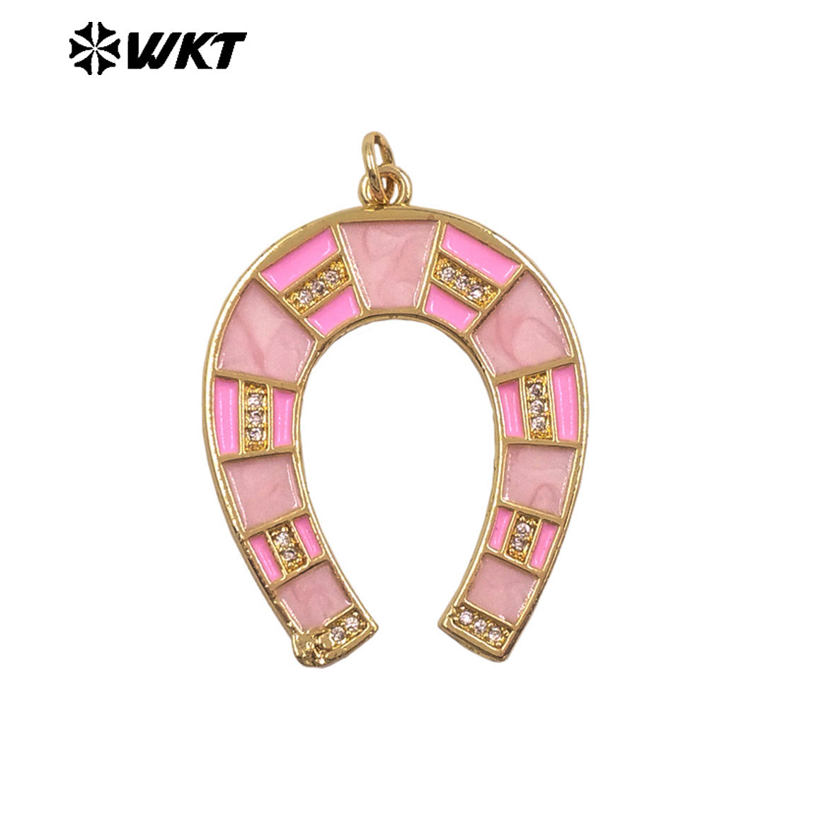 WT-P2078 Amazing Back Full Gold Plated Colorful Drop Oil Letter U Shape Charm Pendants For Handmade Necklace DIY Jewelry