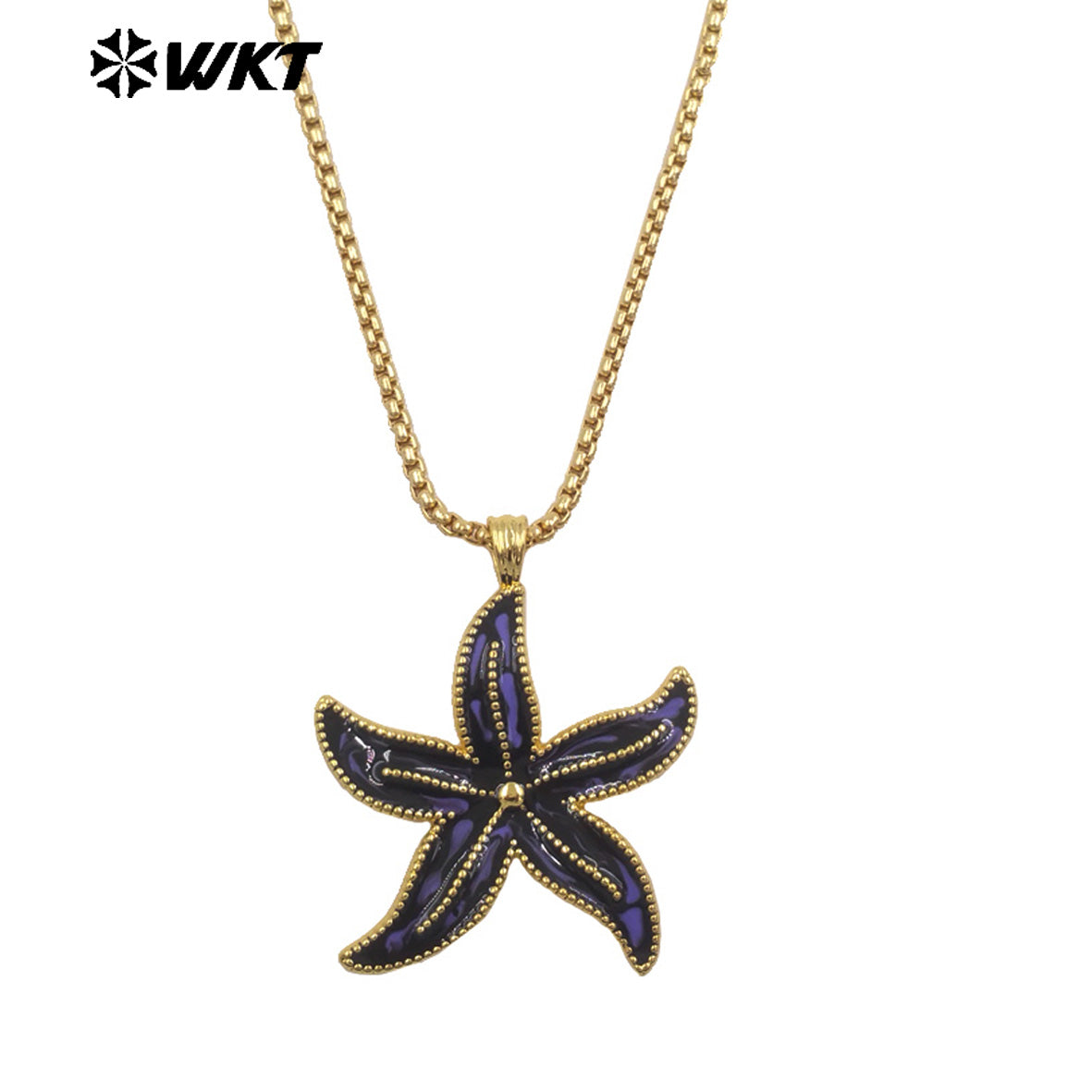 WT-JFN67 Sunmmer Trendy Gold Chain With Drop Oil Starfish Shape Pendant Necklaces For Women Seaside Vacation Wearing Jewelry