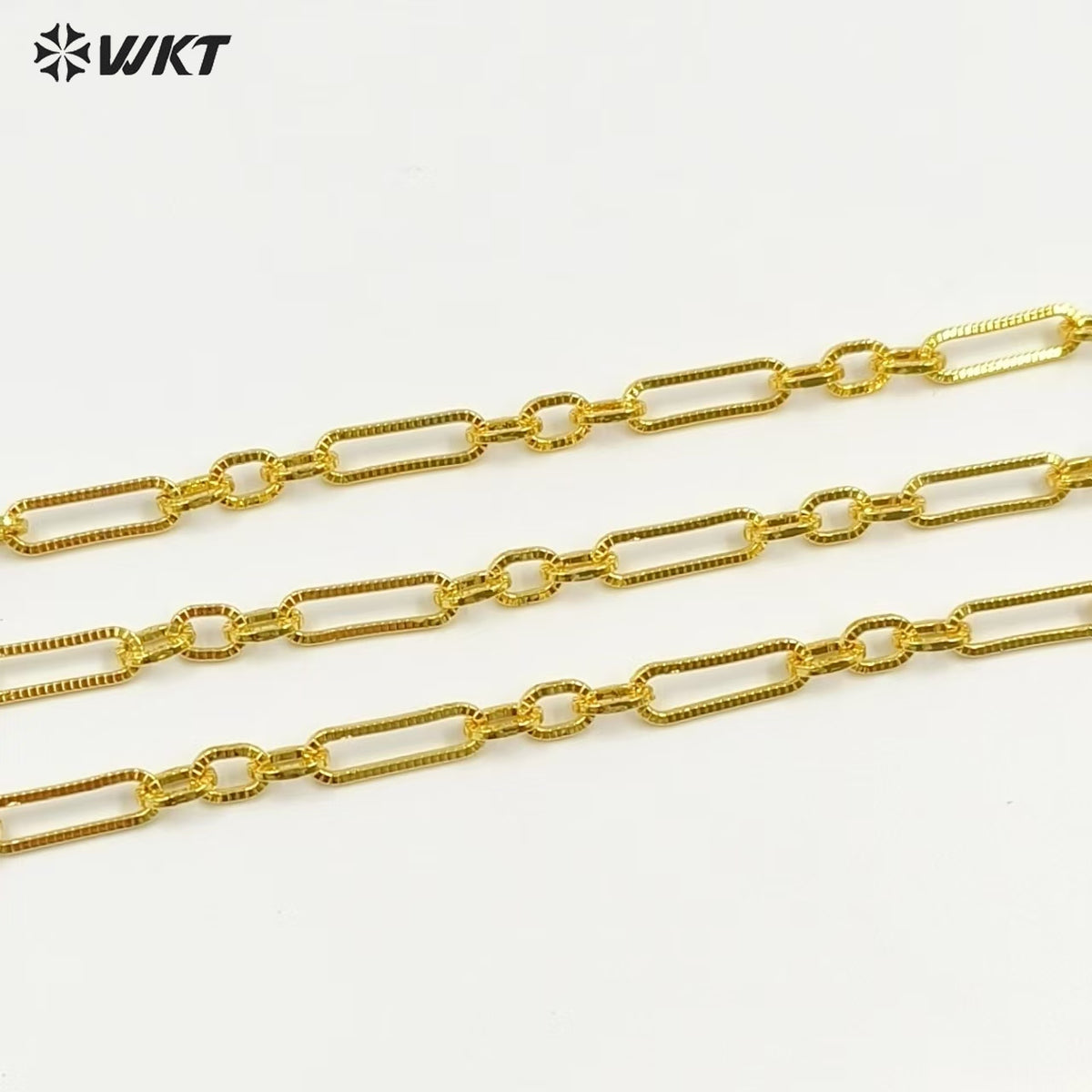 WT-BC242 High Quality Wholesale Rectangle Shape Long Metal Yellow Brass Chain With Gold Electroplated Jewelry DIY Accessories